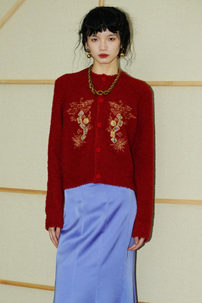 Dragon Pattern Embroidery Knitted Sweater