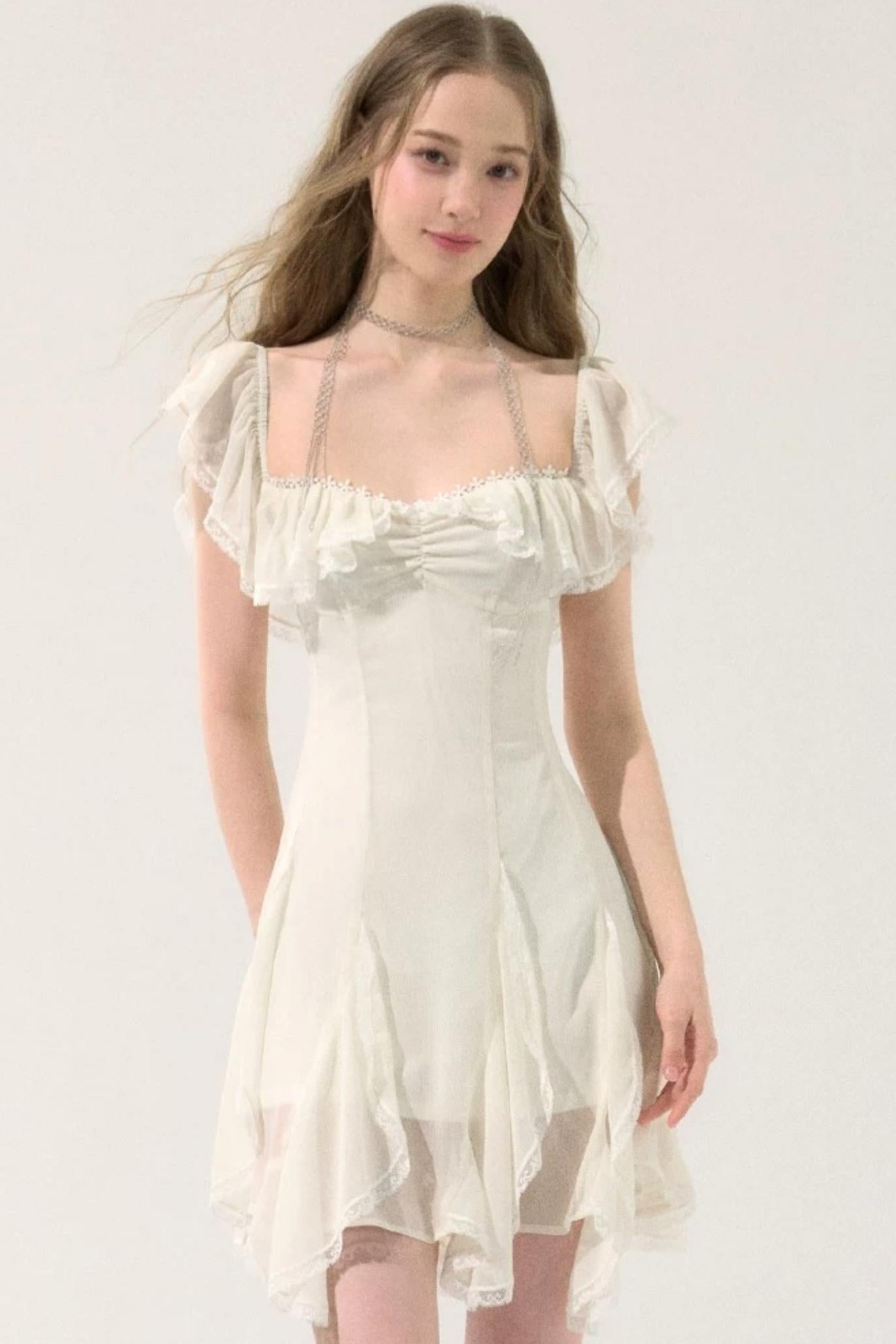 Fairy-Like Ruffled Lace Dress