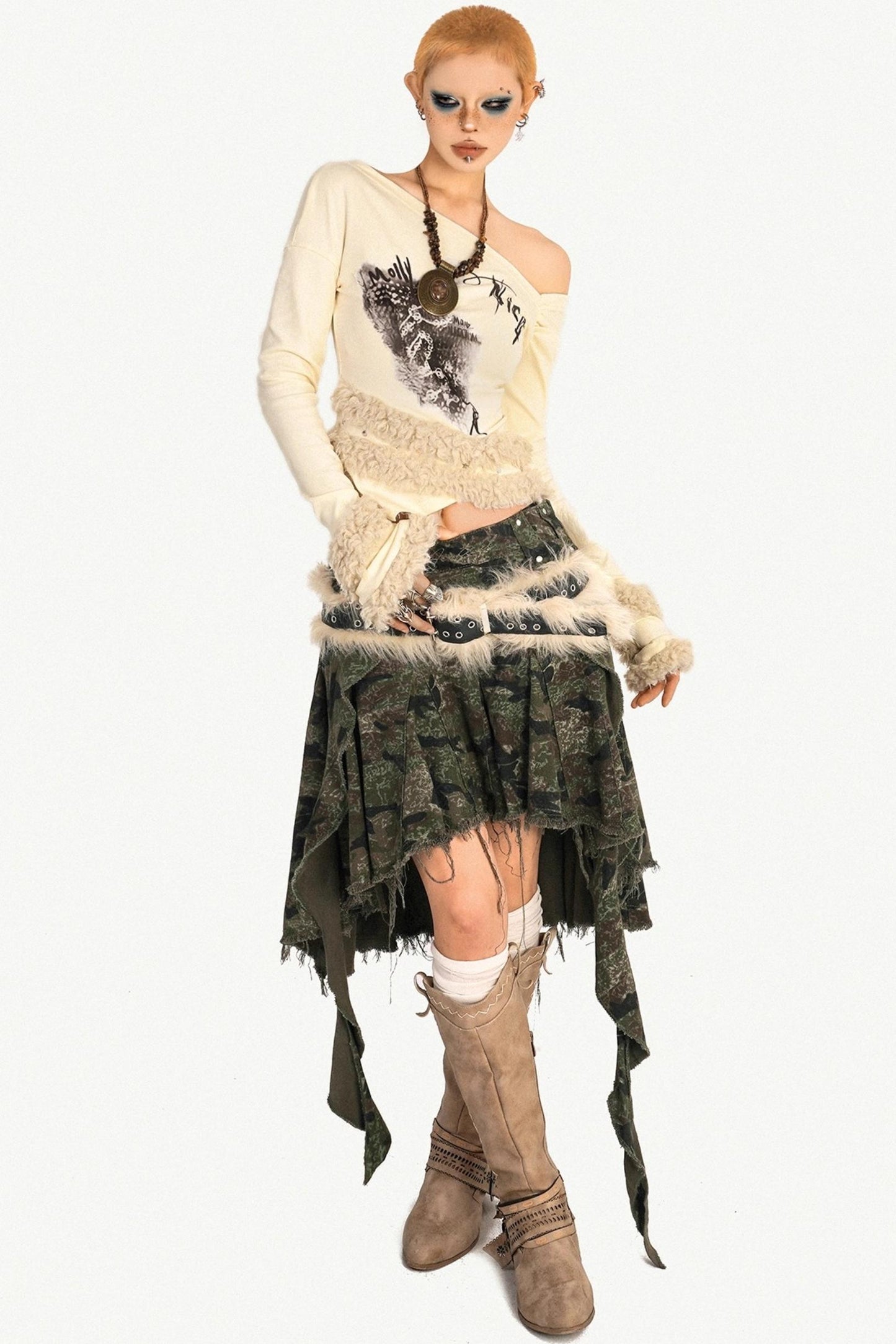 Autumn Camo Denim Skirt