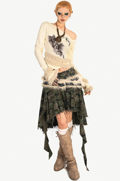 Autumn Camo Denim Skirt