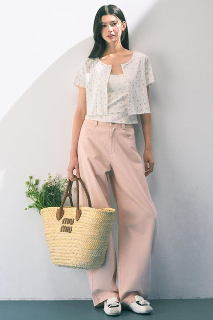 Pink Straight Leg Trousers