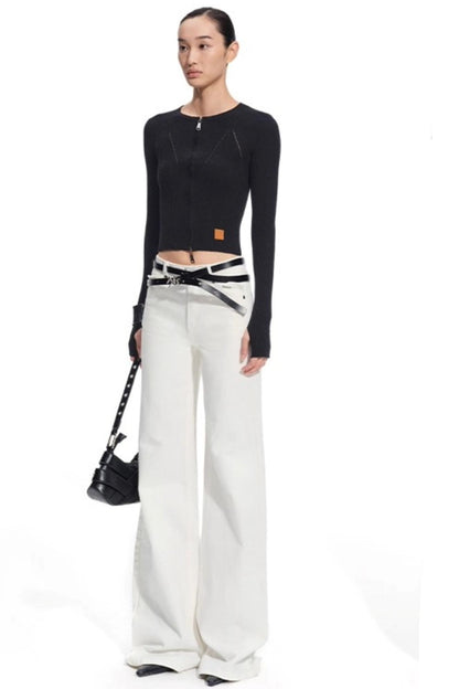 Wool Cropped Crew Neck Cardigan