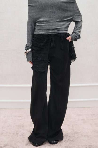 Layered Tuck Wide Pants