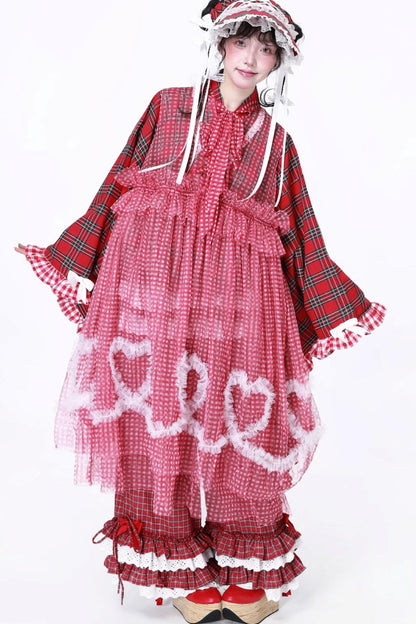 Retro Plaid Mesh Dress