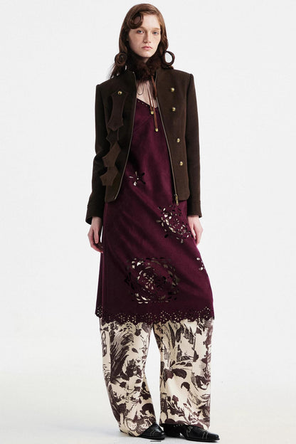 Beige Floral Scimitar Pants