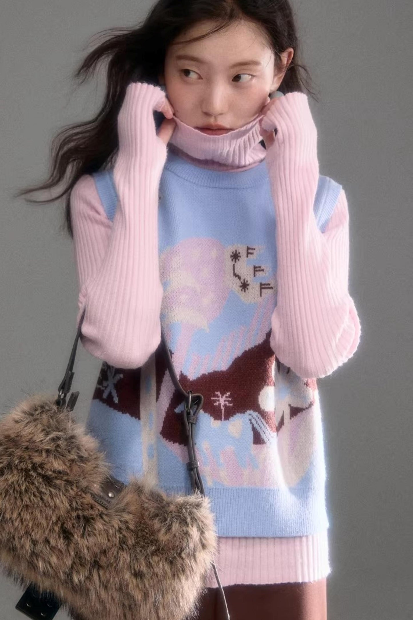 Color-Block Pony Knit Vest