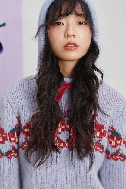 Retro Cherry Jacquard Sweater