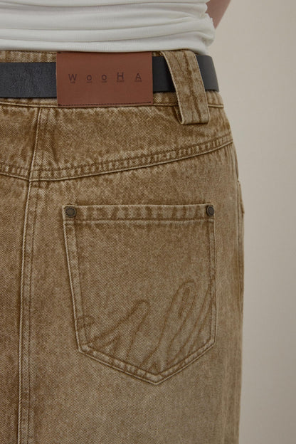 Wooha Vintage Brown Denim Skirt