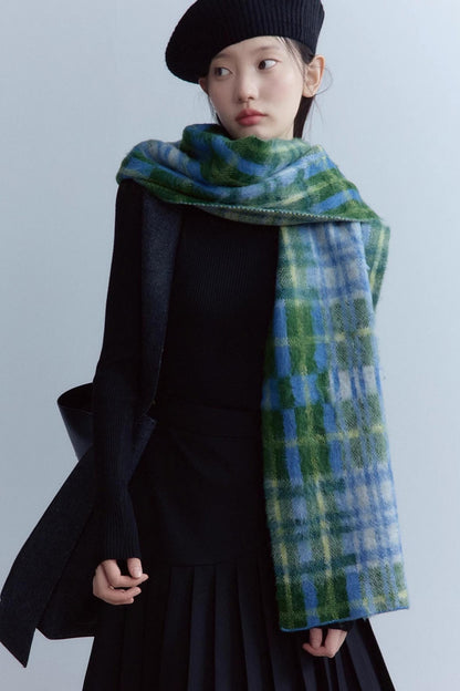 Sesame Plaid Wool Scarf