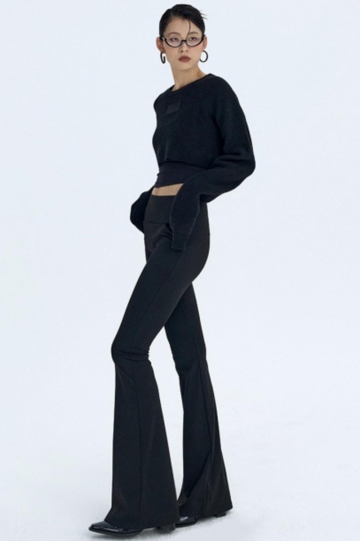 Black Fleece Flared Pants