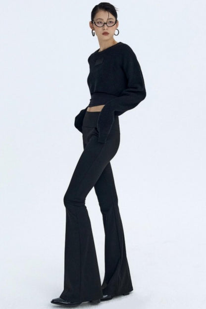 Black Fleece Flared Pants
