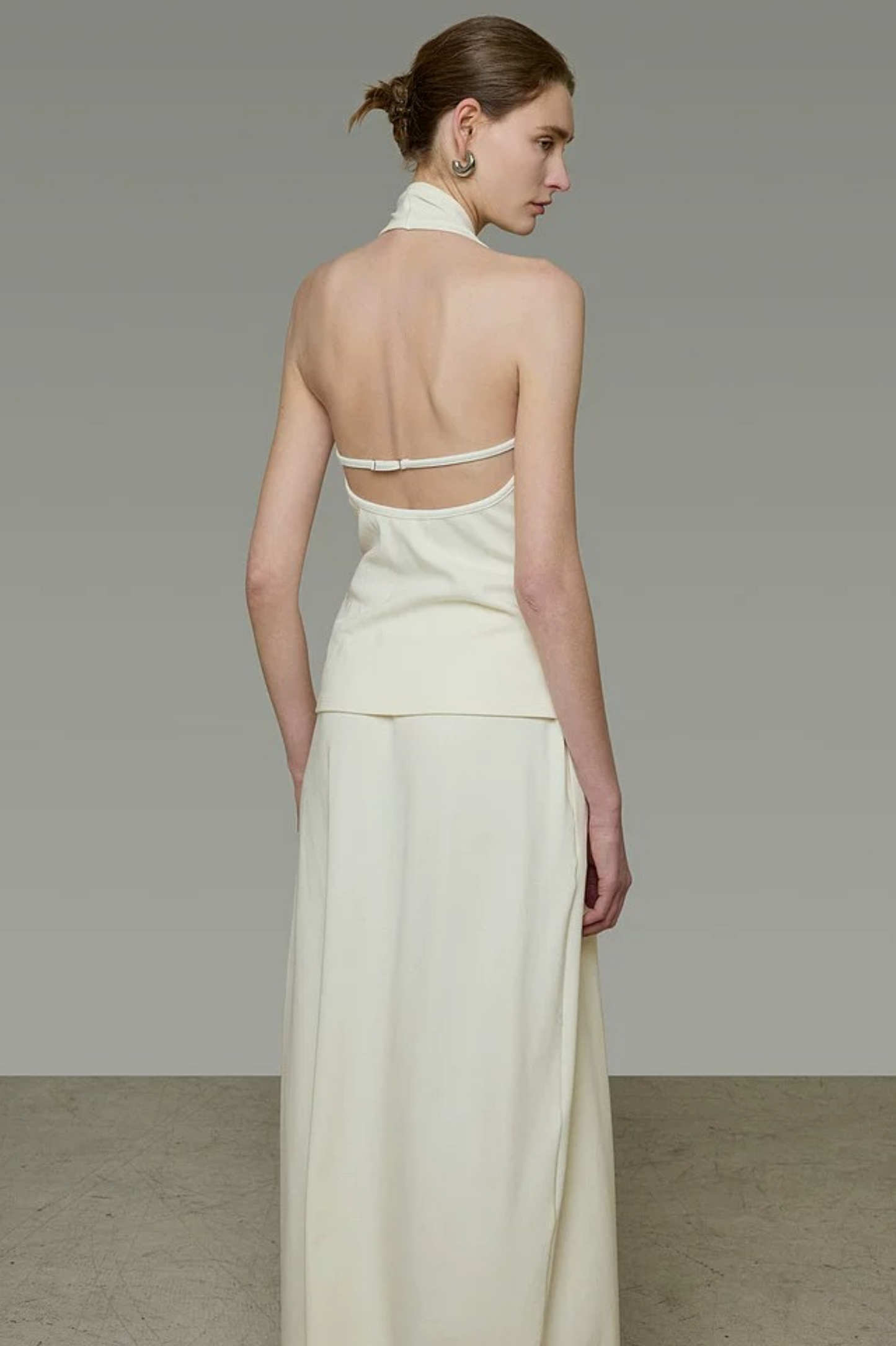 White Halter Backless Top Set-Up