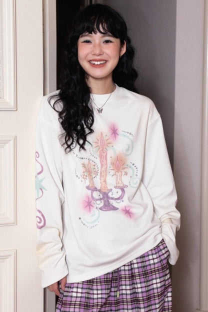 Candlestick Print White T-Shirt