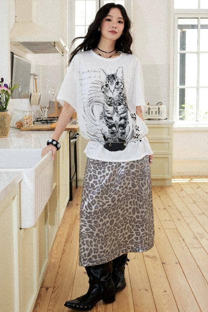 Retro Cat Print Top