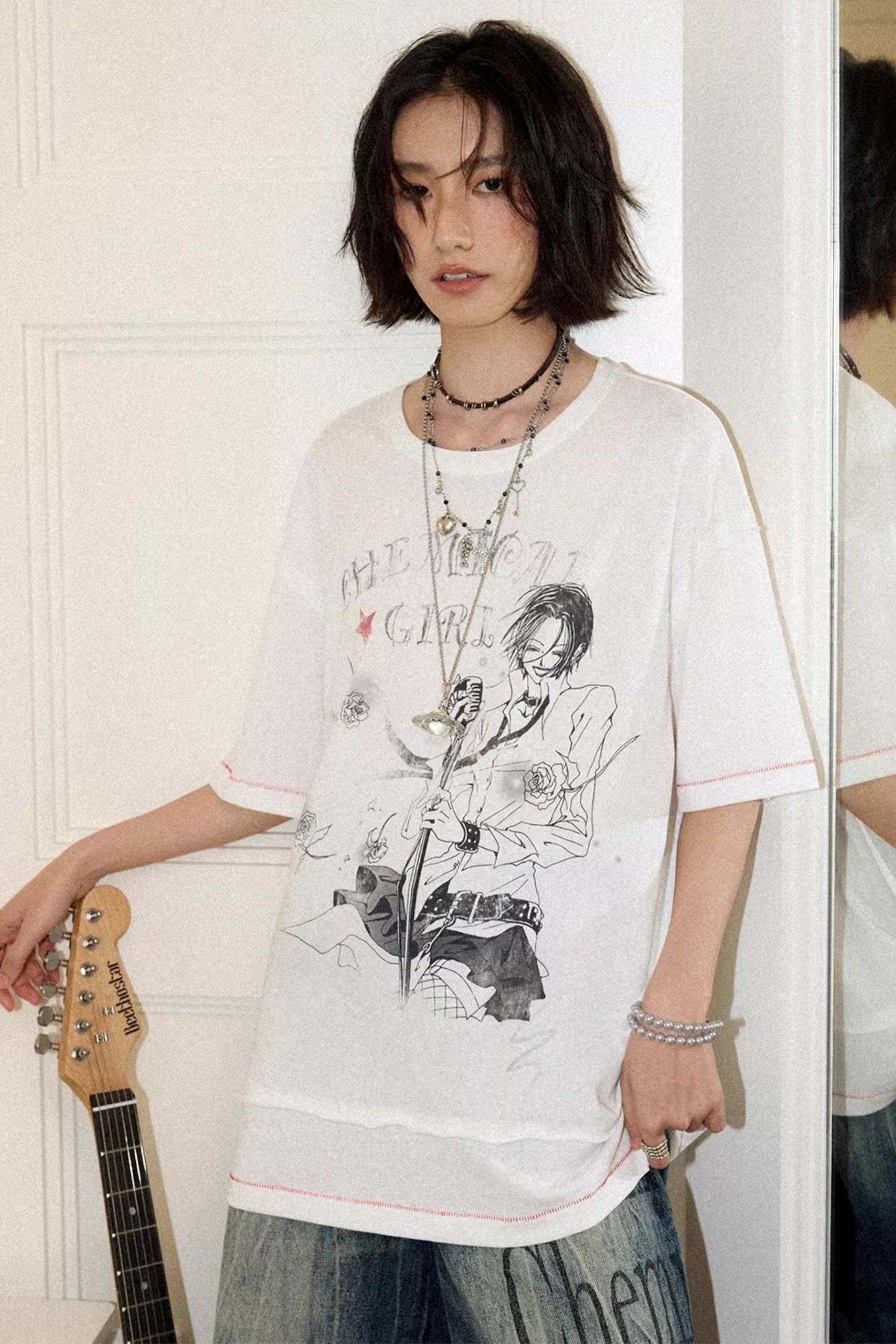 Retro Printed Embroidered Top