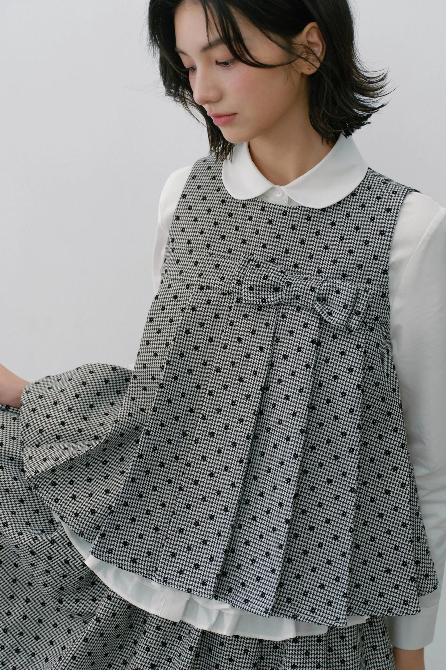 Plaid Flower Puffy Skirt Set-Up