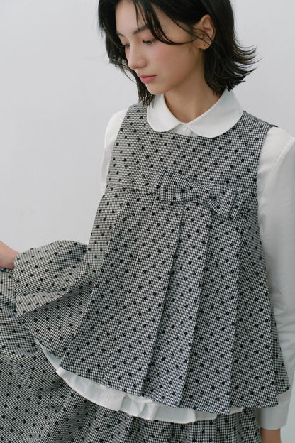 Plaid Flower Puffy Skirt Set-Up