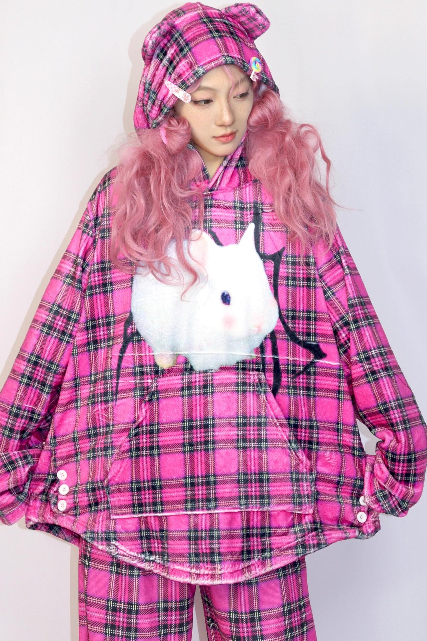 Pink Bunny Hooded Top