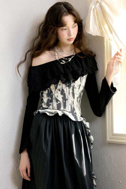 Vintage Shoulder Flower Bud Dress