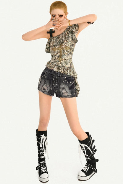 Retro Leopard Ruffle Vest