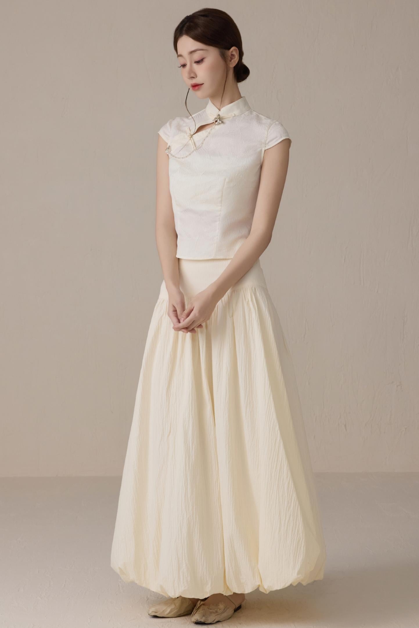 Beige Short Sleeve Top