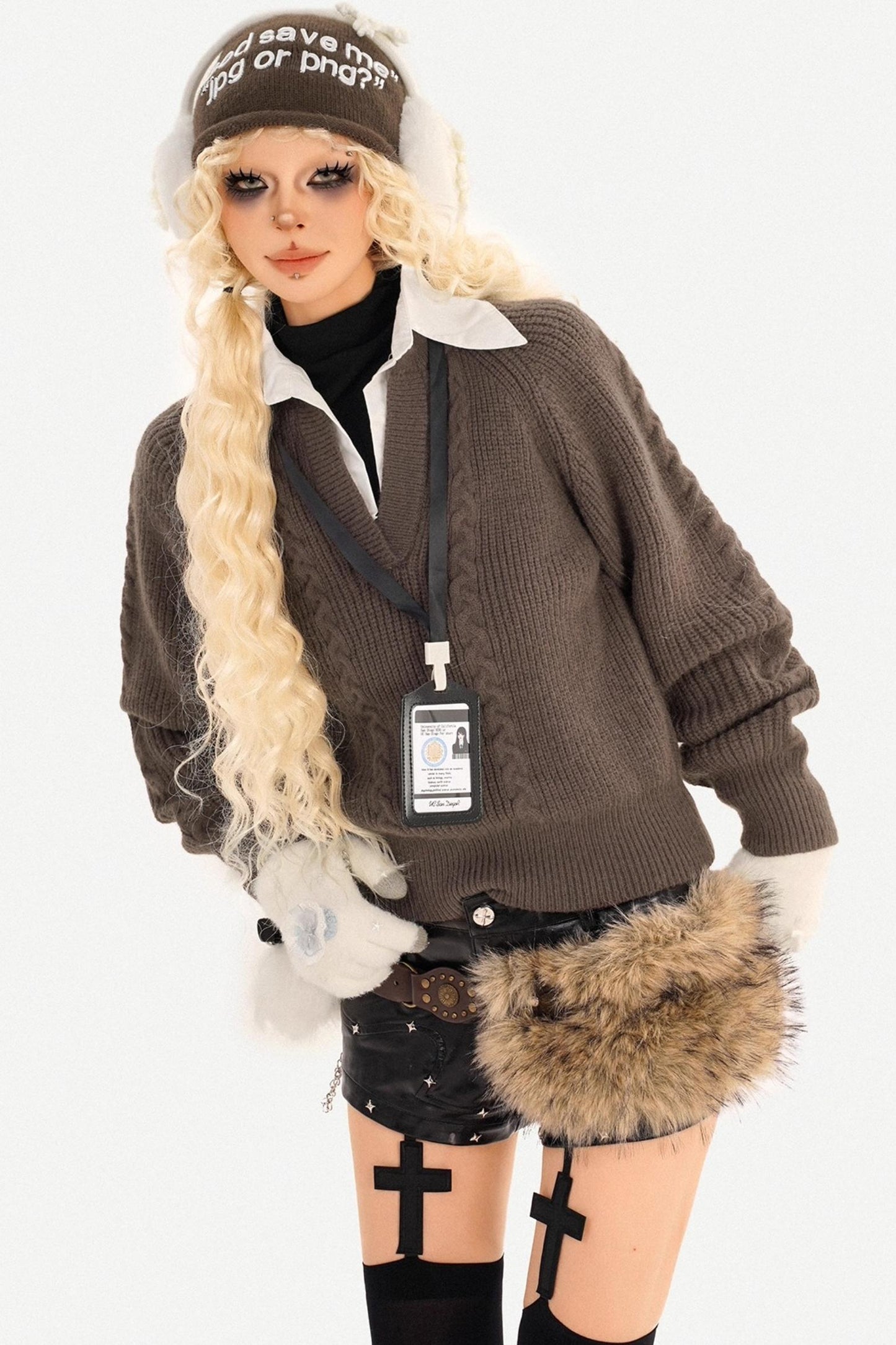 Cable Knit V-Neck Sweater