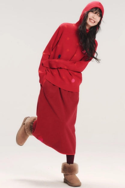 Colorful House Hooded Knit Sweater