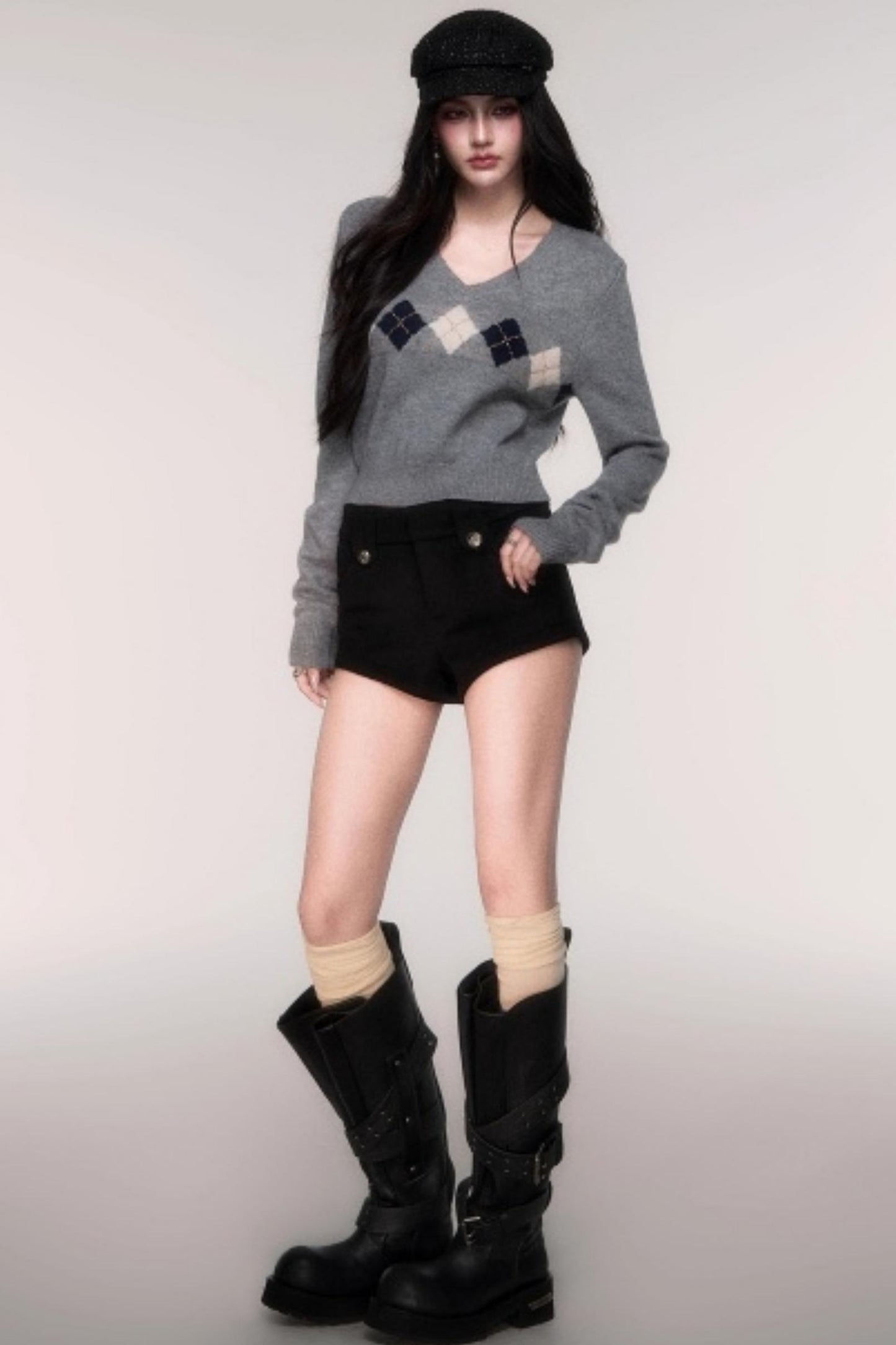 V-Neck Long Sleeve Pullover Sweater