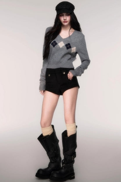 V-Neck Long Sleeve Pullover Sweater