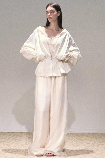 Apricot Satin Double-Layer Pants