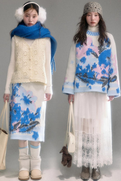 Oil Painting Jacquard Wool Sweater Set-Up