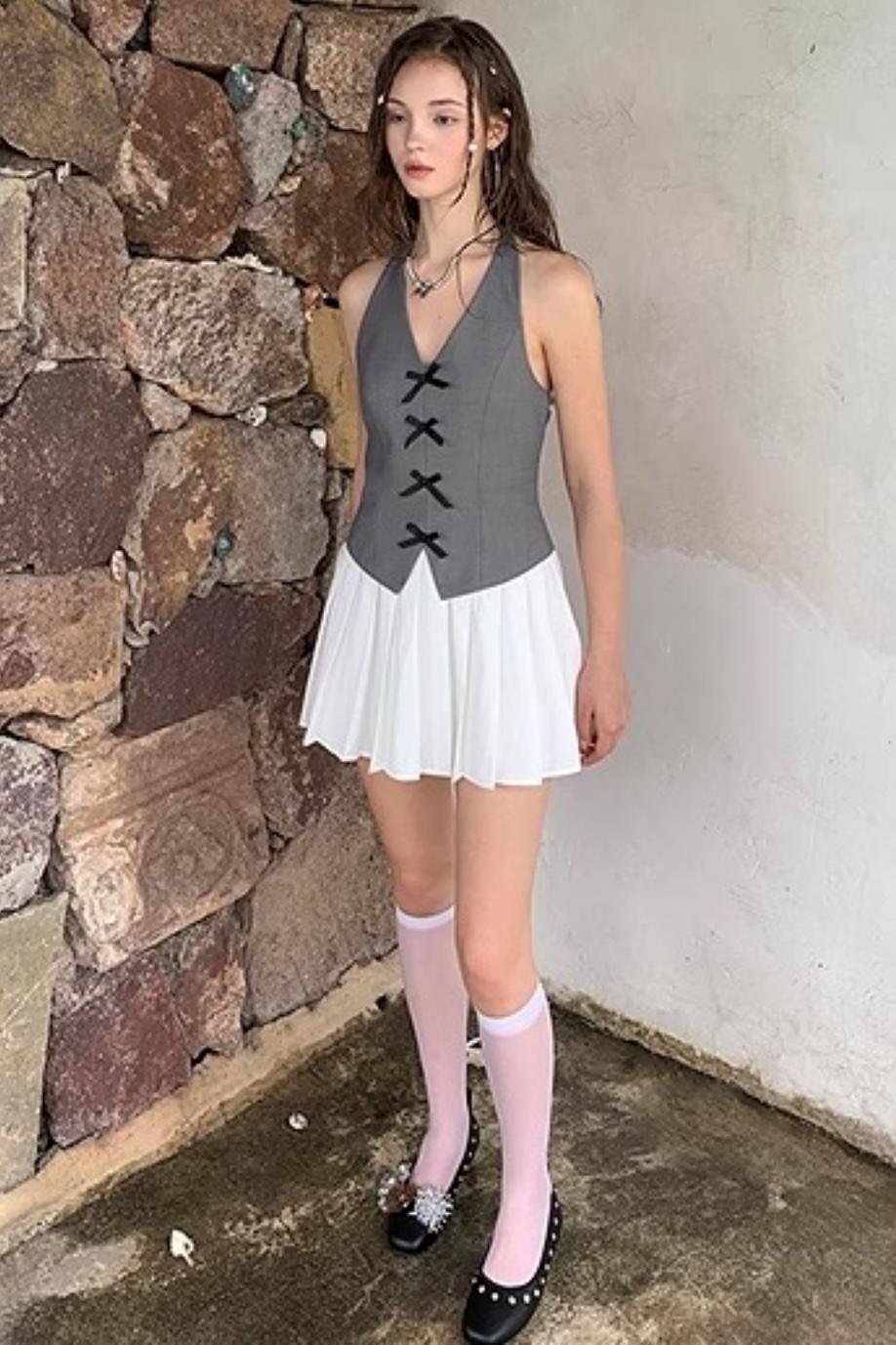 Gray A-Line Halter Dress