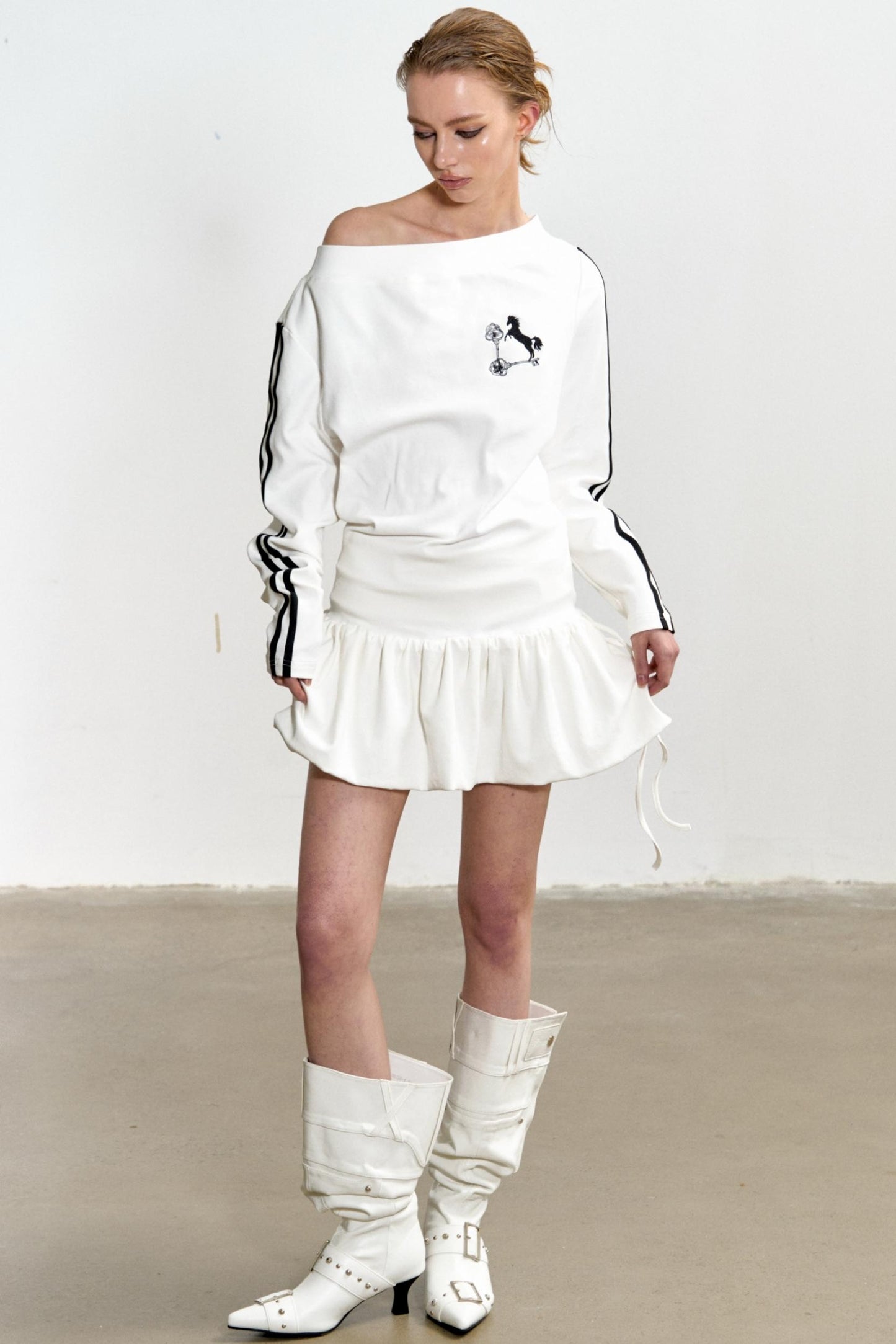 Slouchy Pleated T-Shirt Dress