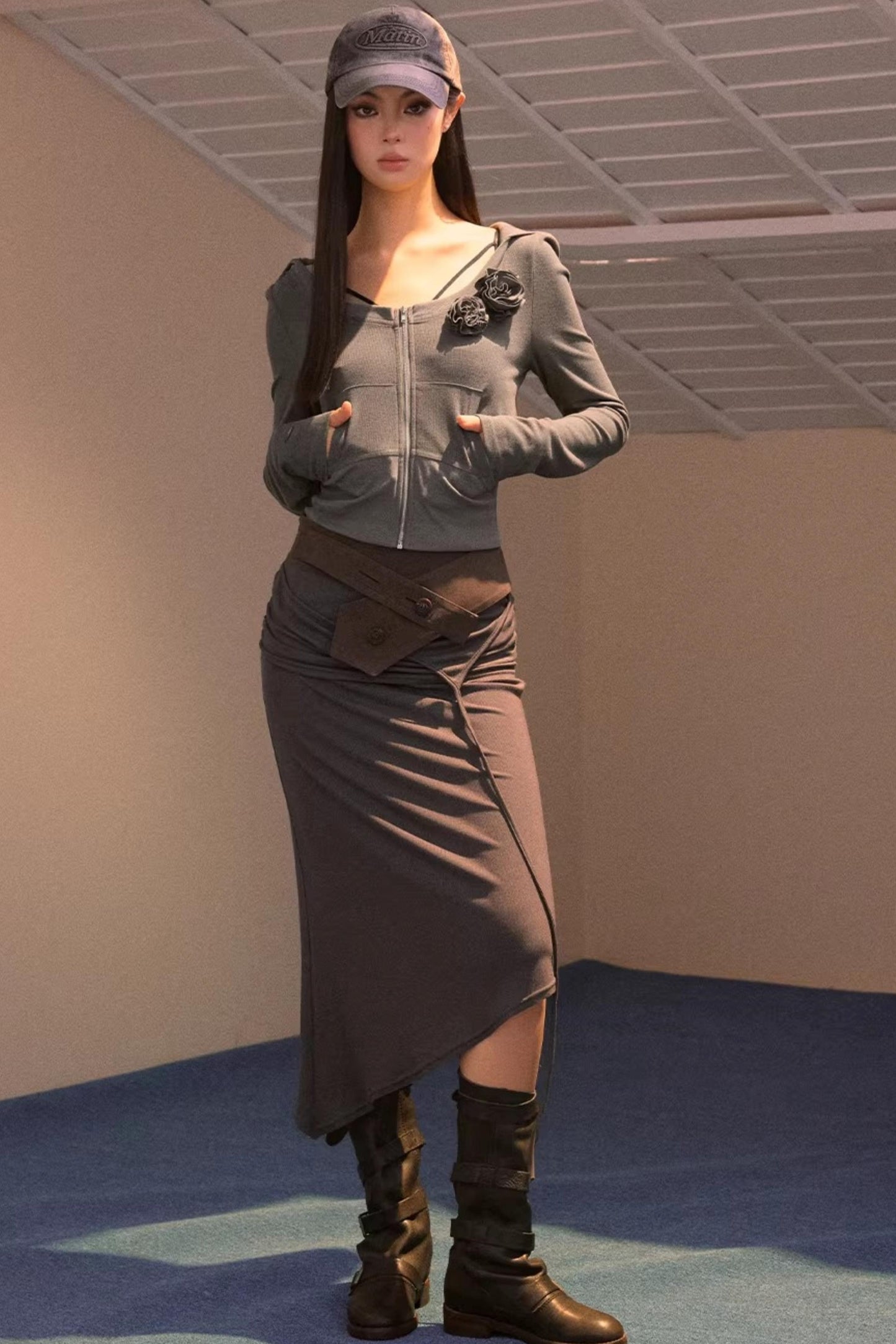 Faux Suede Knitted Skirt