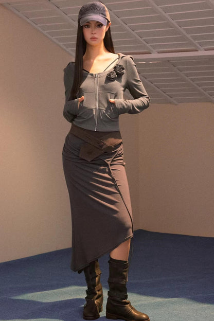 Faux Suede Knitted Skirt