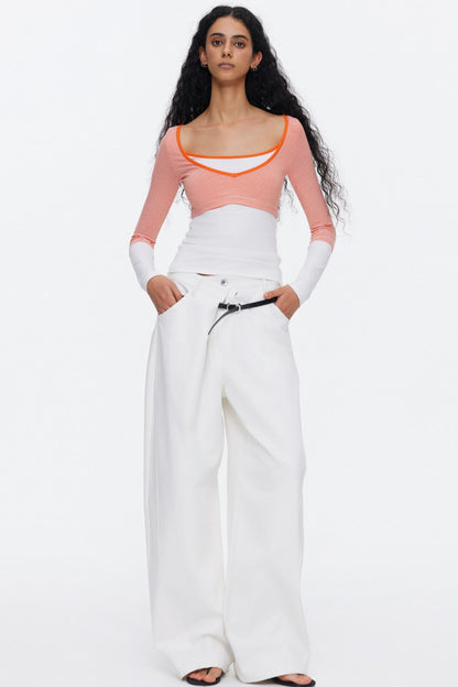 V-Neck Color-Blocked T-Shirt