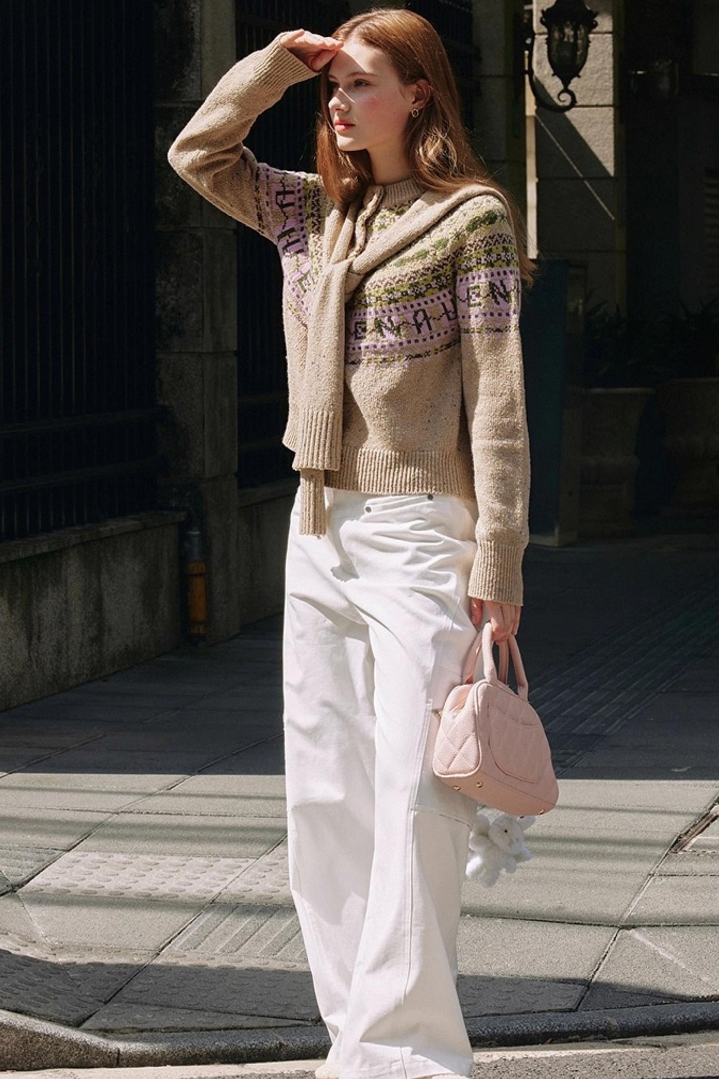 Khaki Fair Isle Wool Cardigan