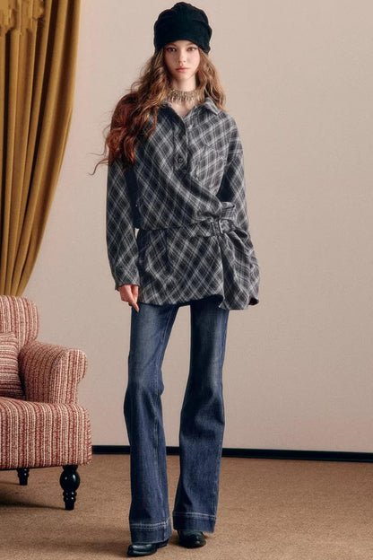 Vintage Plaid Shirt Dress