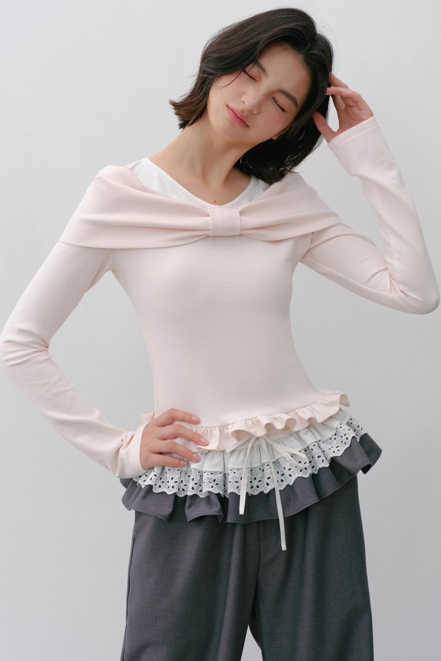Cherry Blossom Bow Sleeve T-Shirt