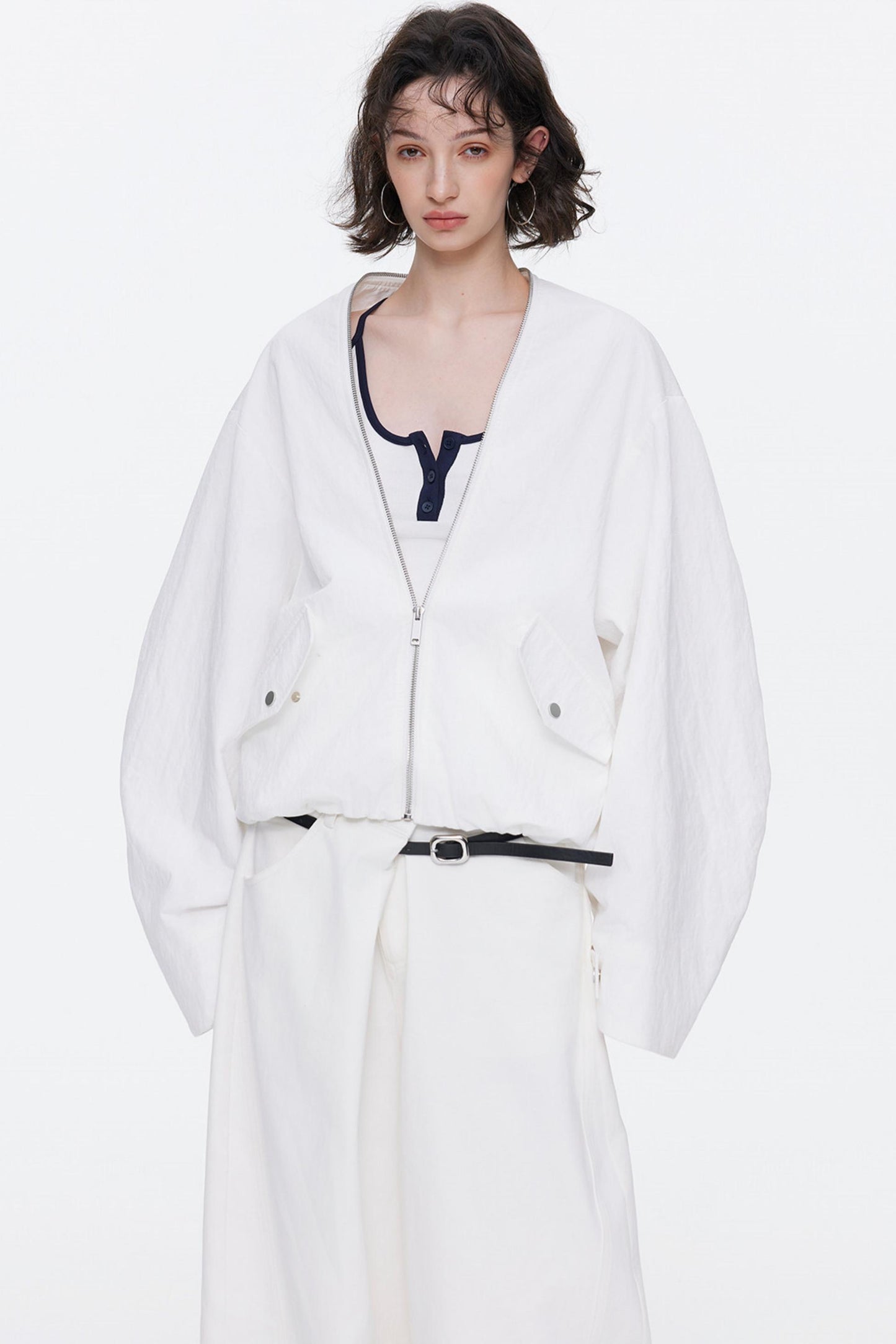 Simple Cocoon Pleated Jacket