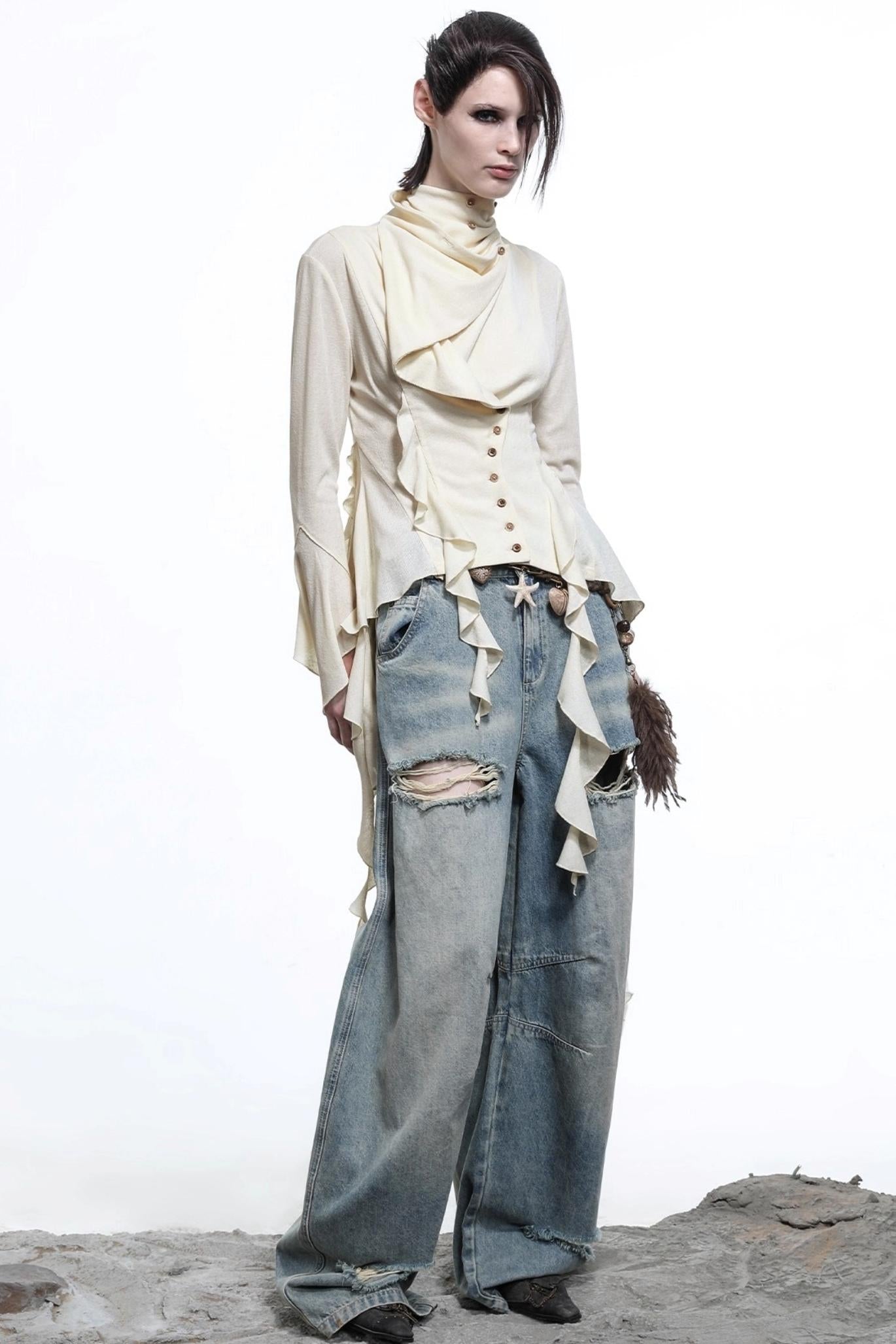 Lyocell Ruffled Cardigan