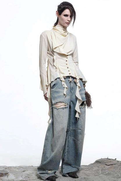 Lyocell Ruffled Cardigan