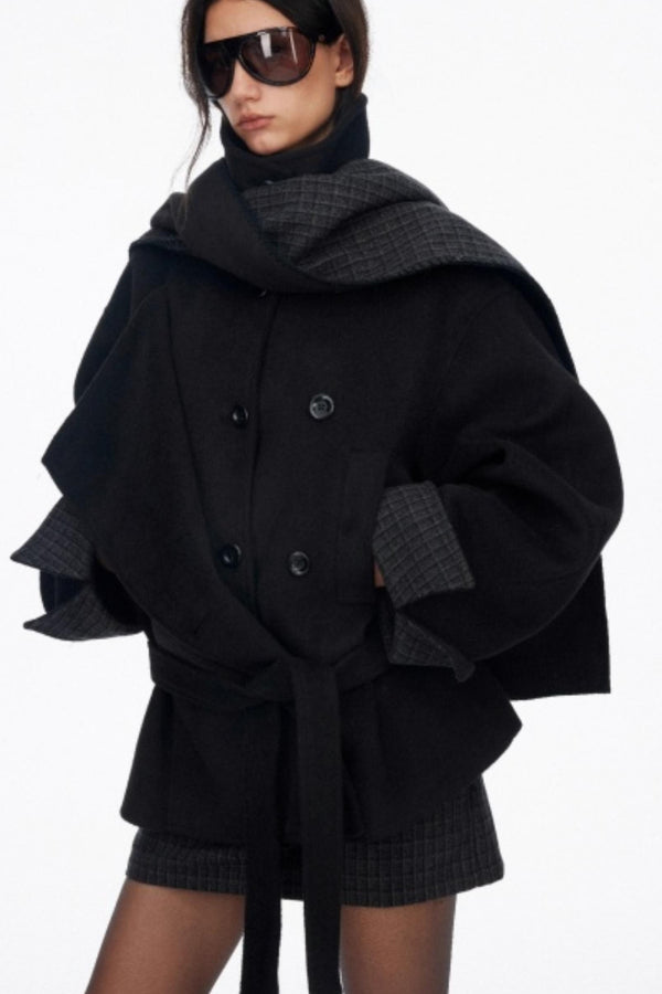 Lapel Asymmetrical Wool Coat Set-Up