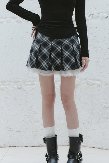 Retro Patchwork Pleated Skirt