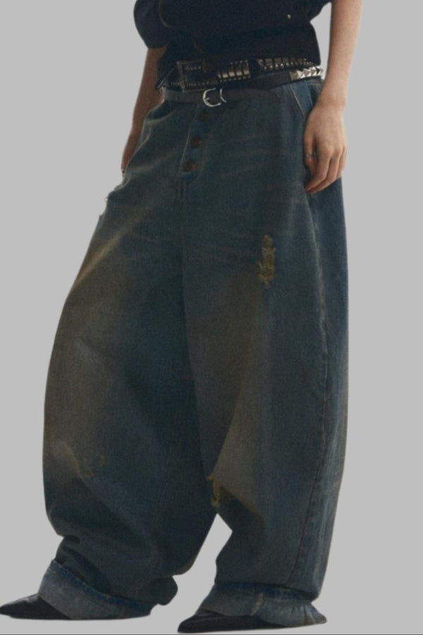 Rhinestone Folded Trousers