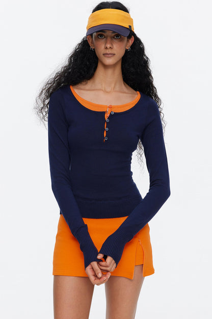 Lyocell Tencel Color-Blocked Sweater