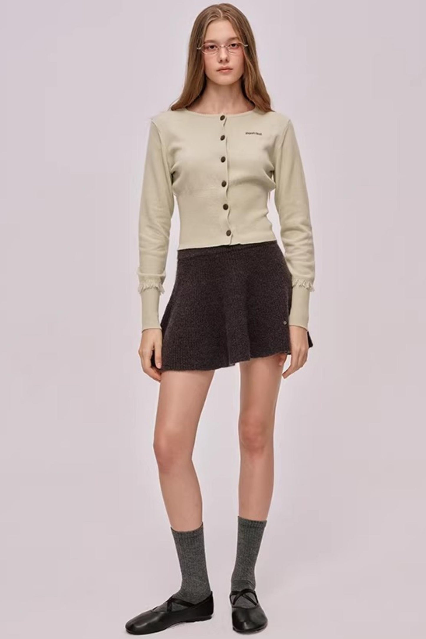 Embroidered Merino Wool Cardigan Top