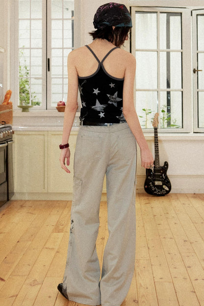 Distressed Patchwork Flared Pants
