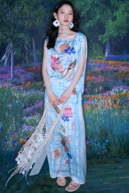 Square Plaid Print Satin Skirt Set-Up