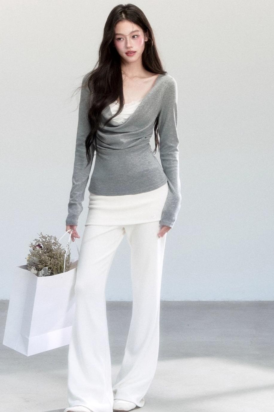 Gray Flower Swing Knitwear